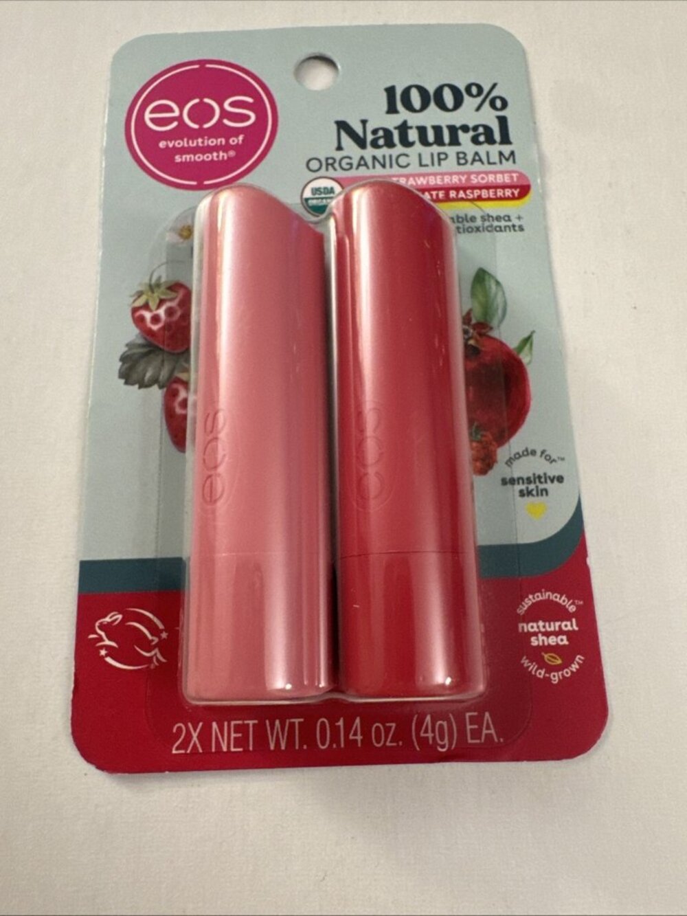 EOS 100% Natural Lip Balm Strawberry Raspberry 0.14 oz 2 Pack OC34